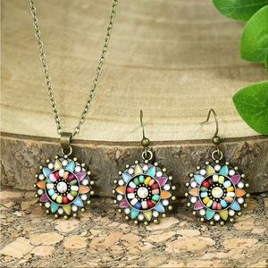 🆕  3pcs Vintage Round Antique Bronze Distressed Multicolor Floral Rice Bead